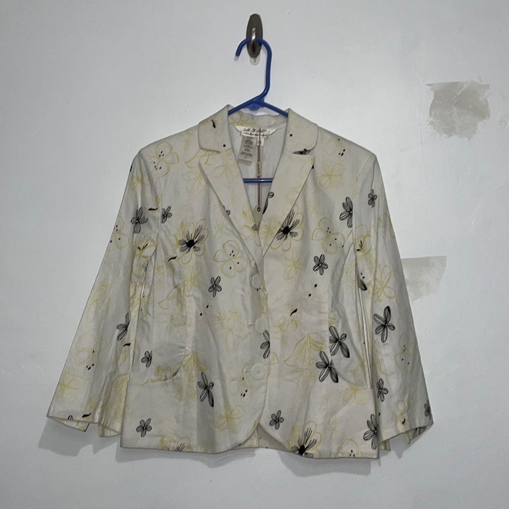NWT Size 0  M.L.L.P. MLLP Yellow and Black 3/4 Sleeve Blazer Suit Jacket
